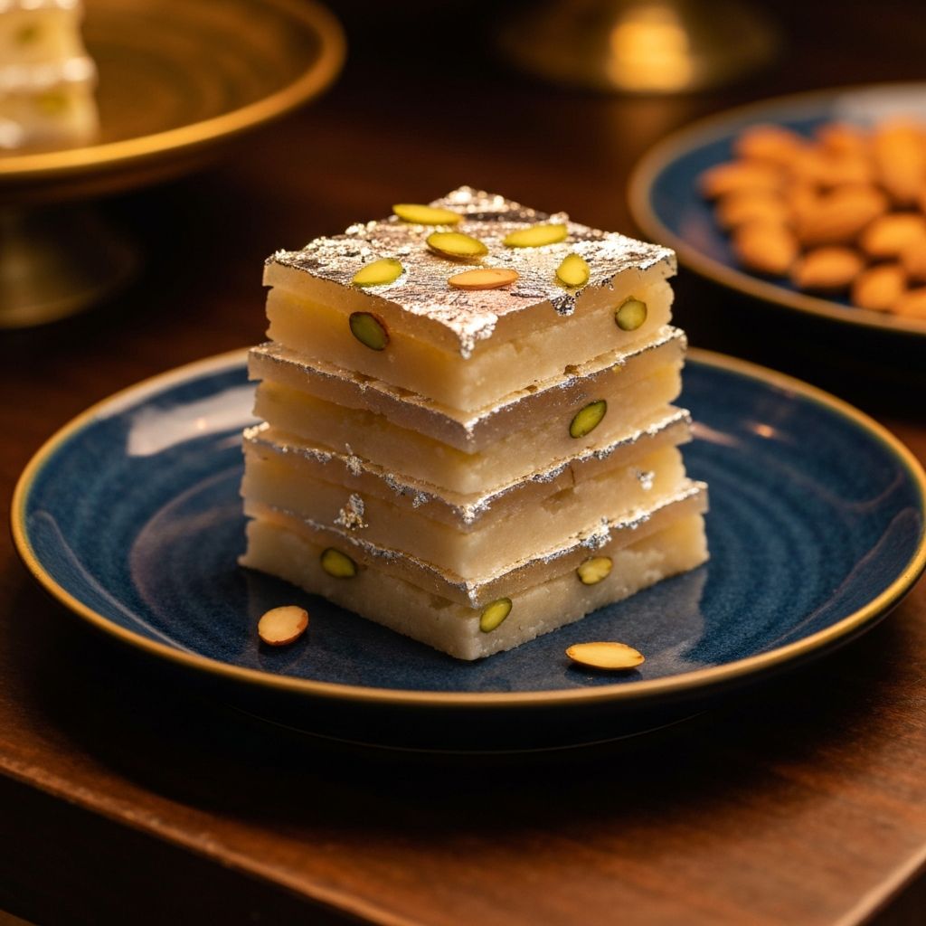 Elegant Patli Barfi with silver leaf